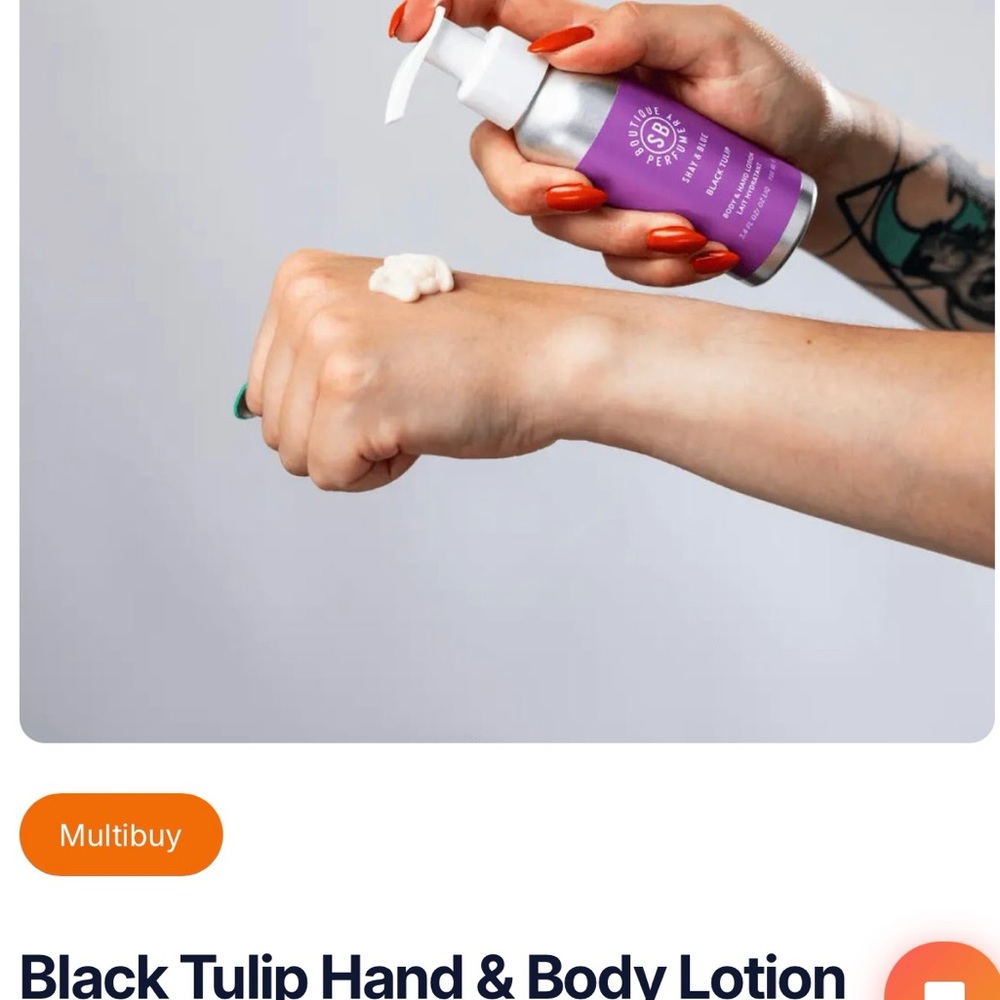 Shay & Blue Black Tulip Body & Hand Lotion 3.4oz brand new